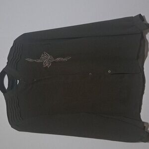 Army green woman's long sleeve blouse